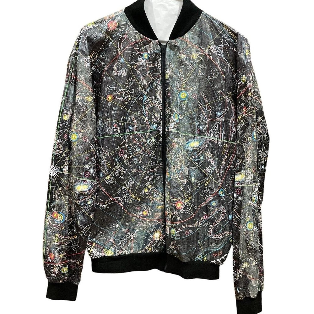 Tyvek DuPont Jacket Windbreaker USA Glowin Galaxy Glows Dark Zodiac 80s RARE VTG